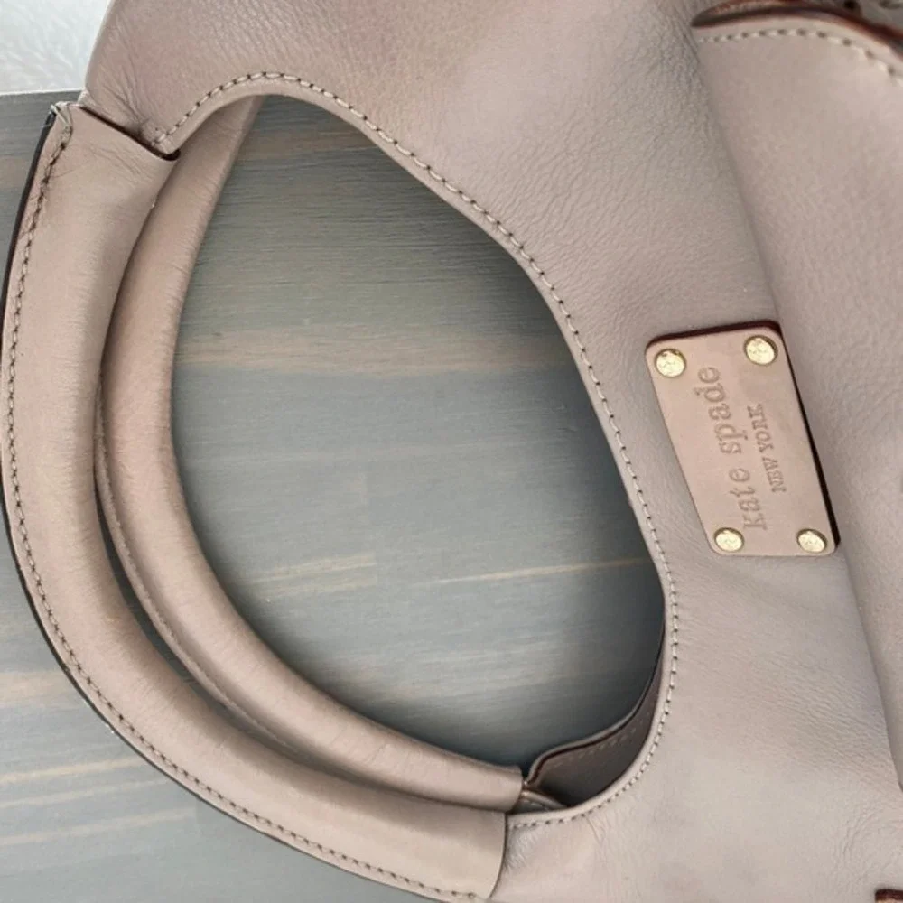 Kate Spade x Kent Stevie Alessandra Leather Satchel Bag Handbag Taupe Sleek‎ 90s
